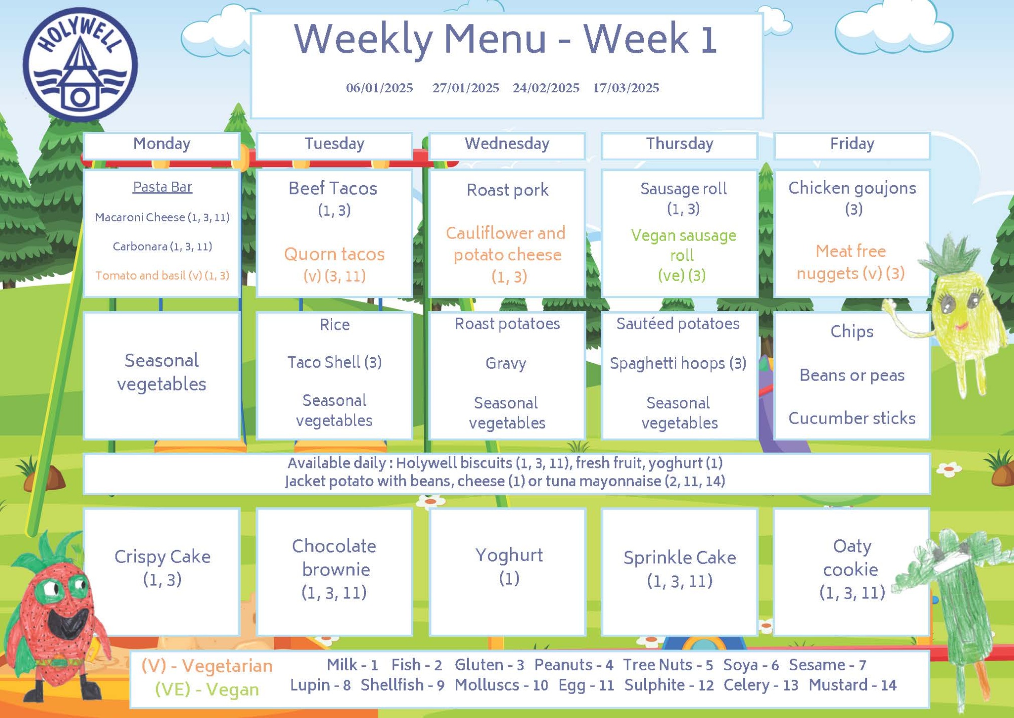 Week One Menu